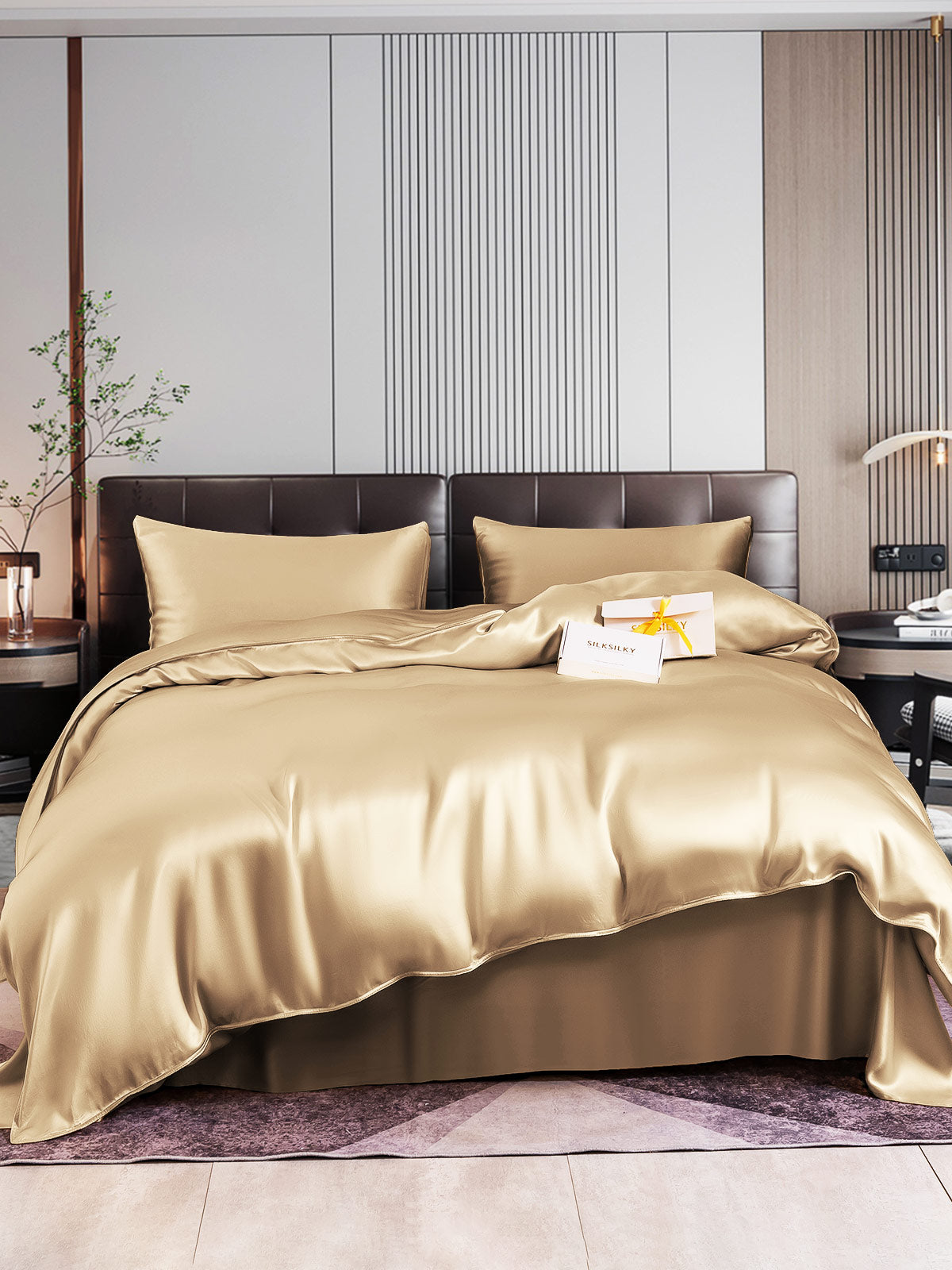 [Beige] SilkSilky-IT 22Momme Seta pura Bedding Set 001