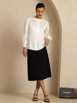 [Bianco] SilkSilky-IT 19Momme Long Sleeve Round Neck Camicette 008