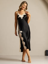 [Nero] SilkSilky-IT Sleeveless V Neck Camicia da notte 006