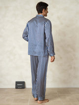 [Righe Navy] SilkSilky-IT 19Momme Seta pura Mens Pajamas 002,