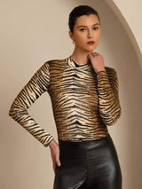[Tigre] SilkSilky-IT Manica lunga Collo a Lupetto Magliette donna 001