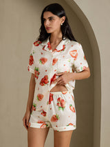 [Fragola Bianca] SilkSilky-IT Short Sleeve Notch Collar Pigiami da donna 003