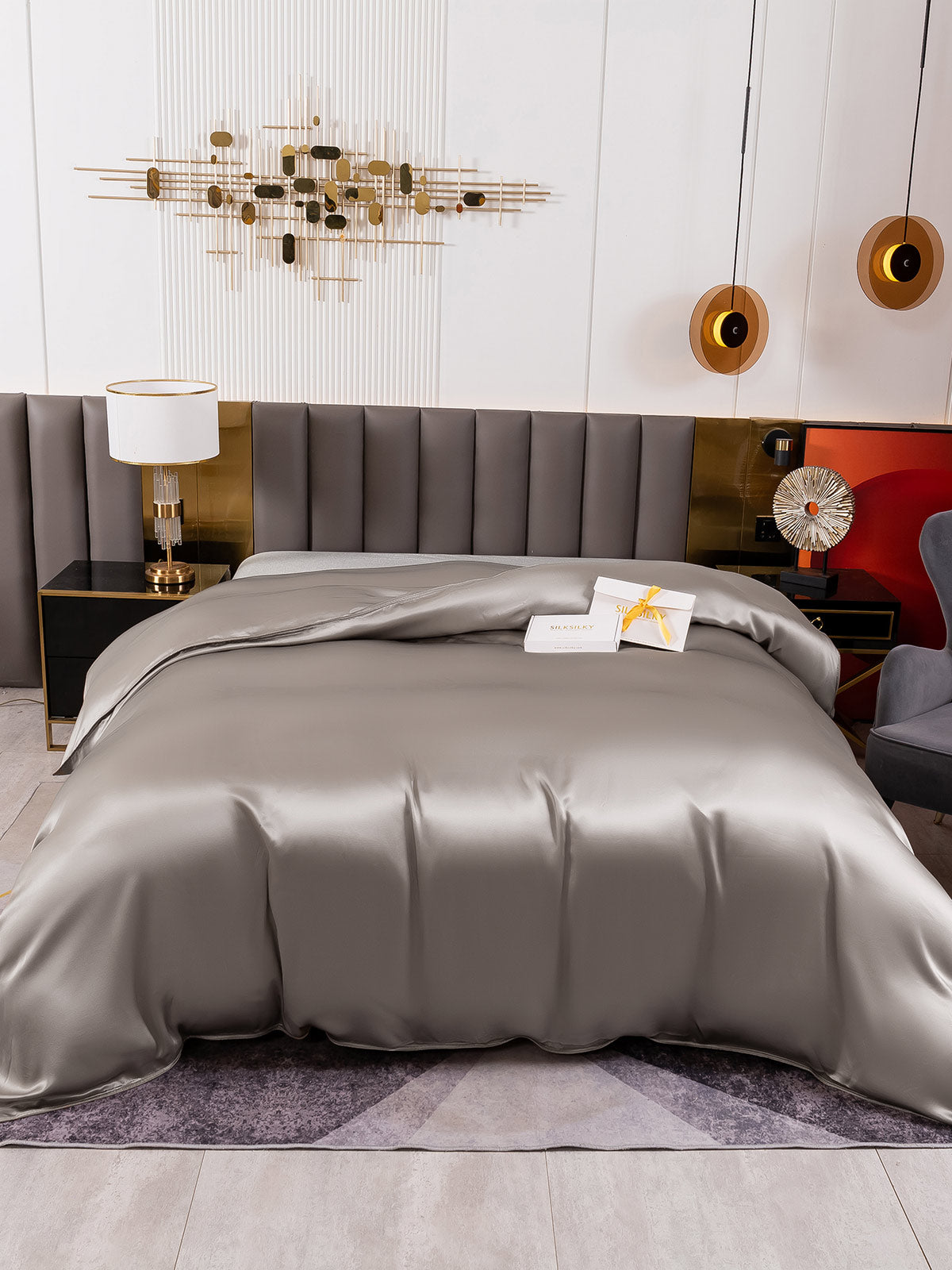 [Grigio] SilkSilky-IT 19Momme Seta pura Duvet Cover 002