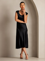 [Nero] SilkSilky-IT Cap Sleeve Vestiti da donna 004