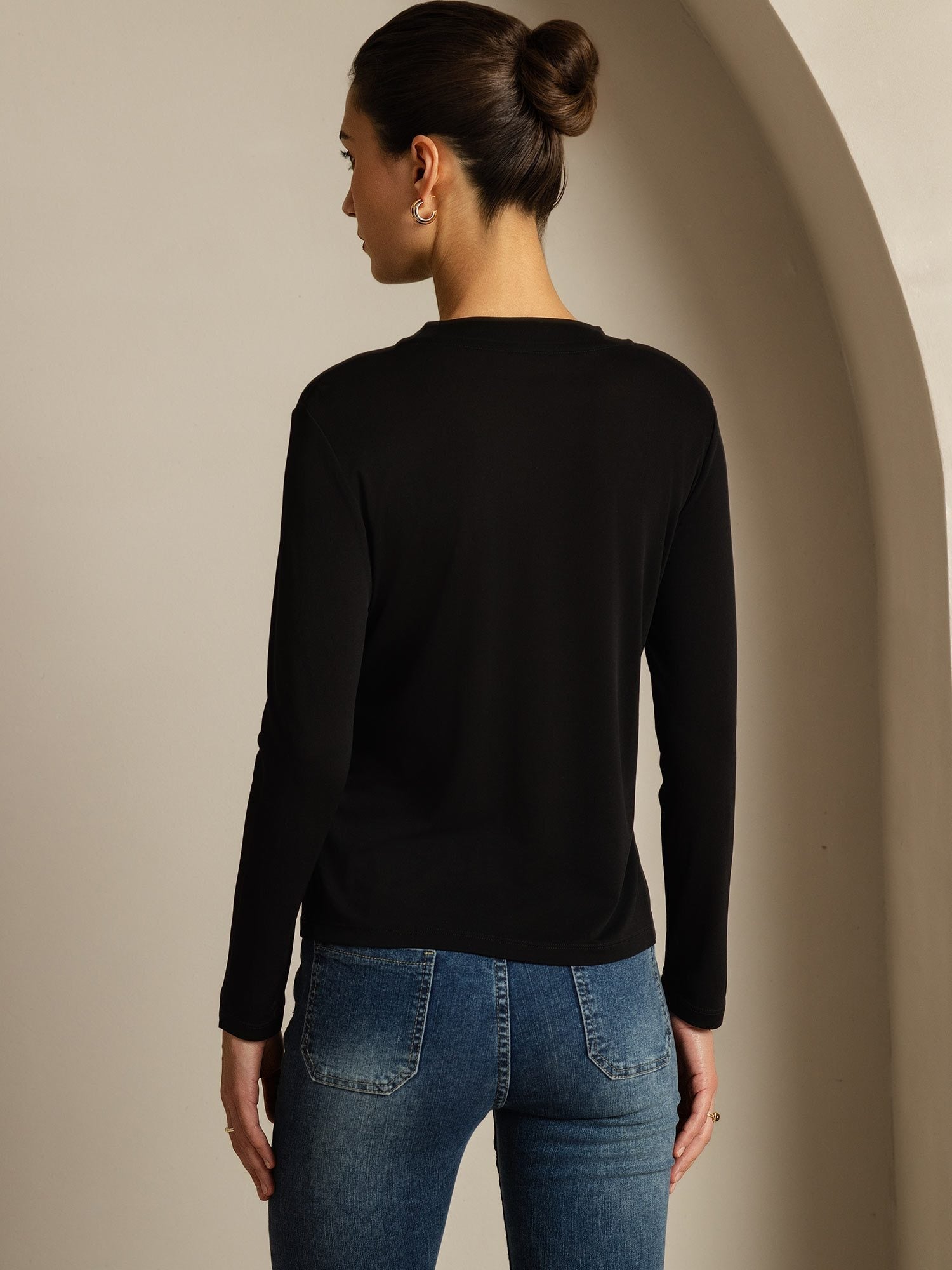 [Nero] SilkSilky-IT Seta pura Womens T-Shirt 002,