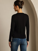 [Nero] SilkSilky-IT Long Sleeve Crew Neck Magliette donna 002