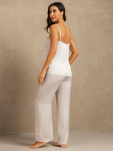 [Bianco] SilkSilky-IT 19Momme Tirantes Finos Scollo A Coppa Set di Bretelle 002