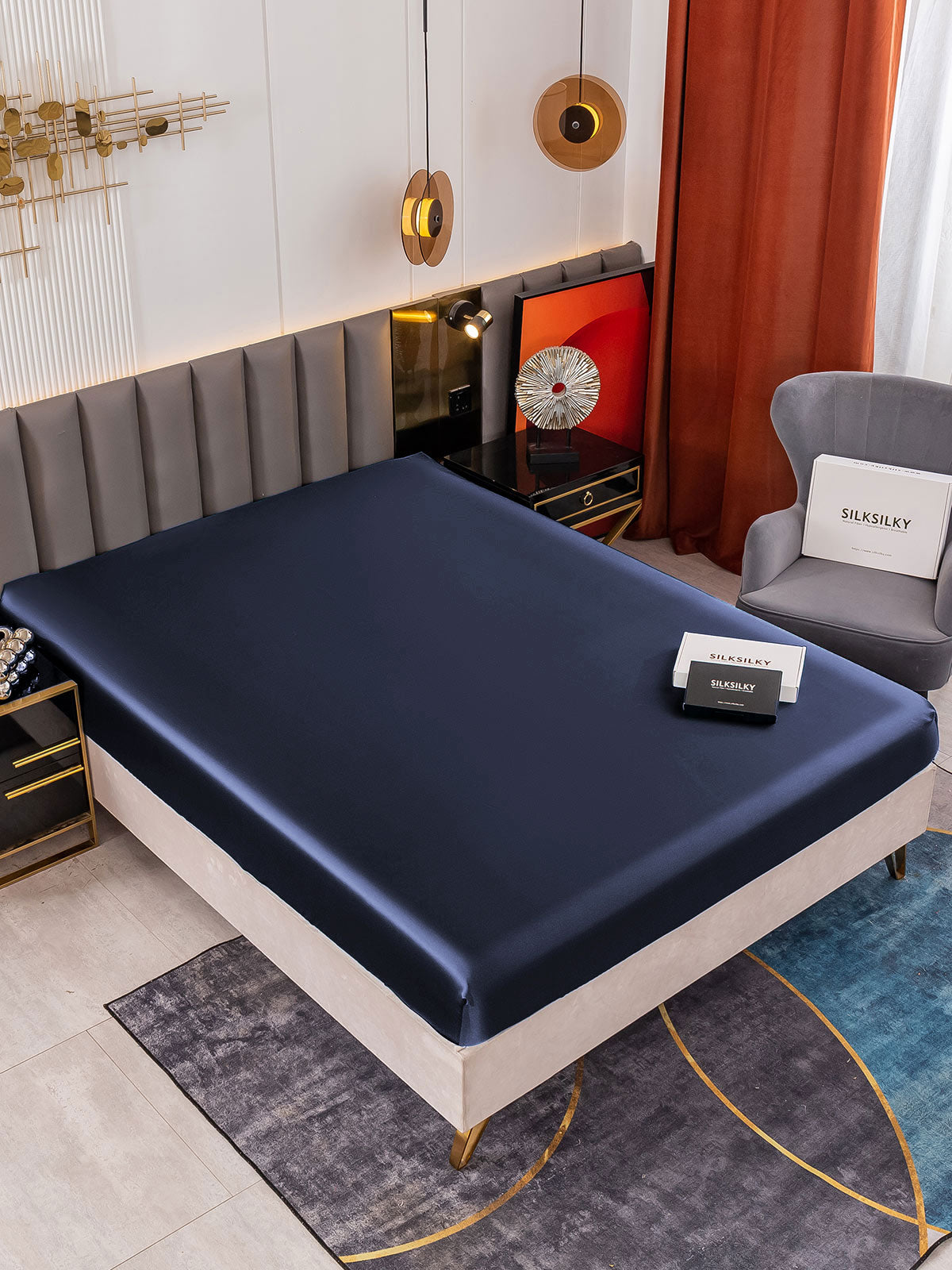[Blu Scuro] SilkSilky-IT 19Momme Seta pura Sheet 001