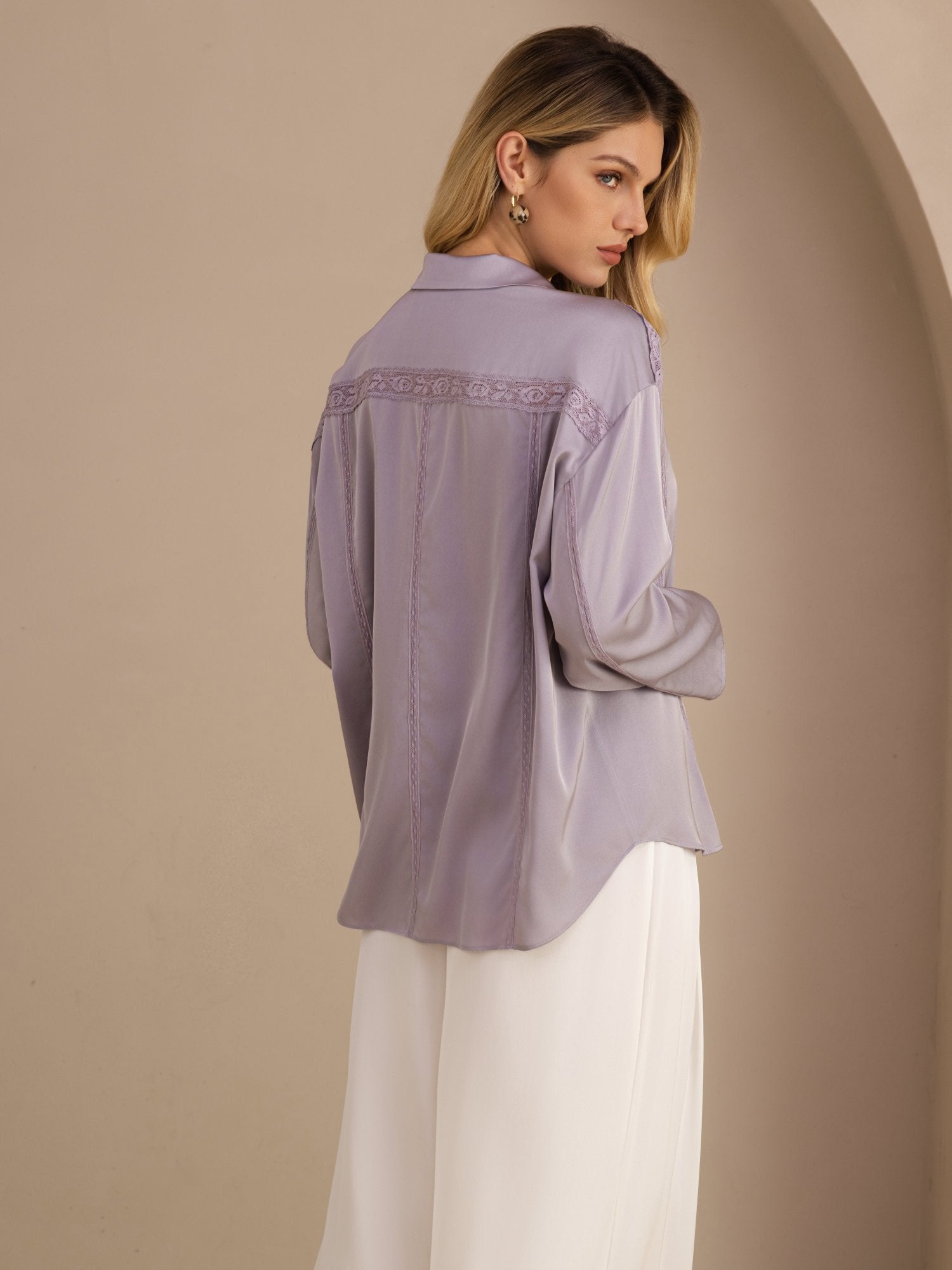 [Viola] SilkSilky-IT Long Sleeve Lapel Collar Camicette 002