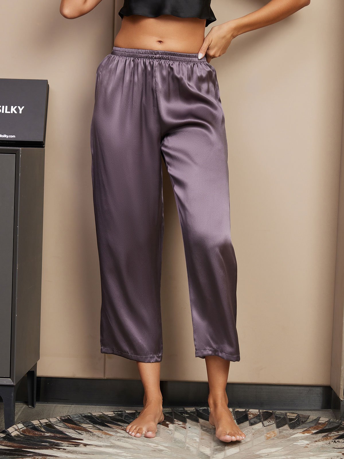 [Grigio Porpora] SilkSilky-IT Seta pura Womens Sleep Bottoms 001