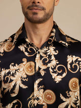 [Drago Nero] SilkSilky-IT Long Sleeve Lapel Collar Camicia da uomo 006