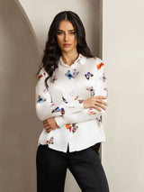 [Farfalla Bianca] SilkSilky-IT Long Sleeve Lapel Collar Camicie da donna 006