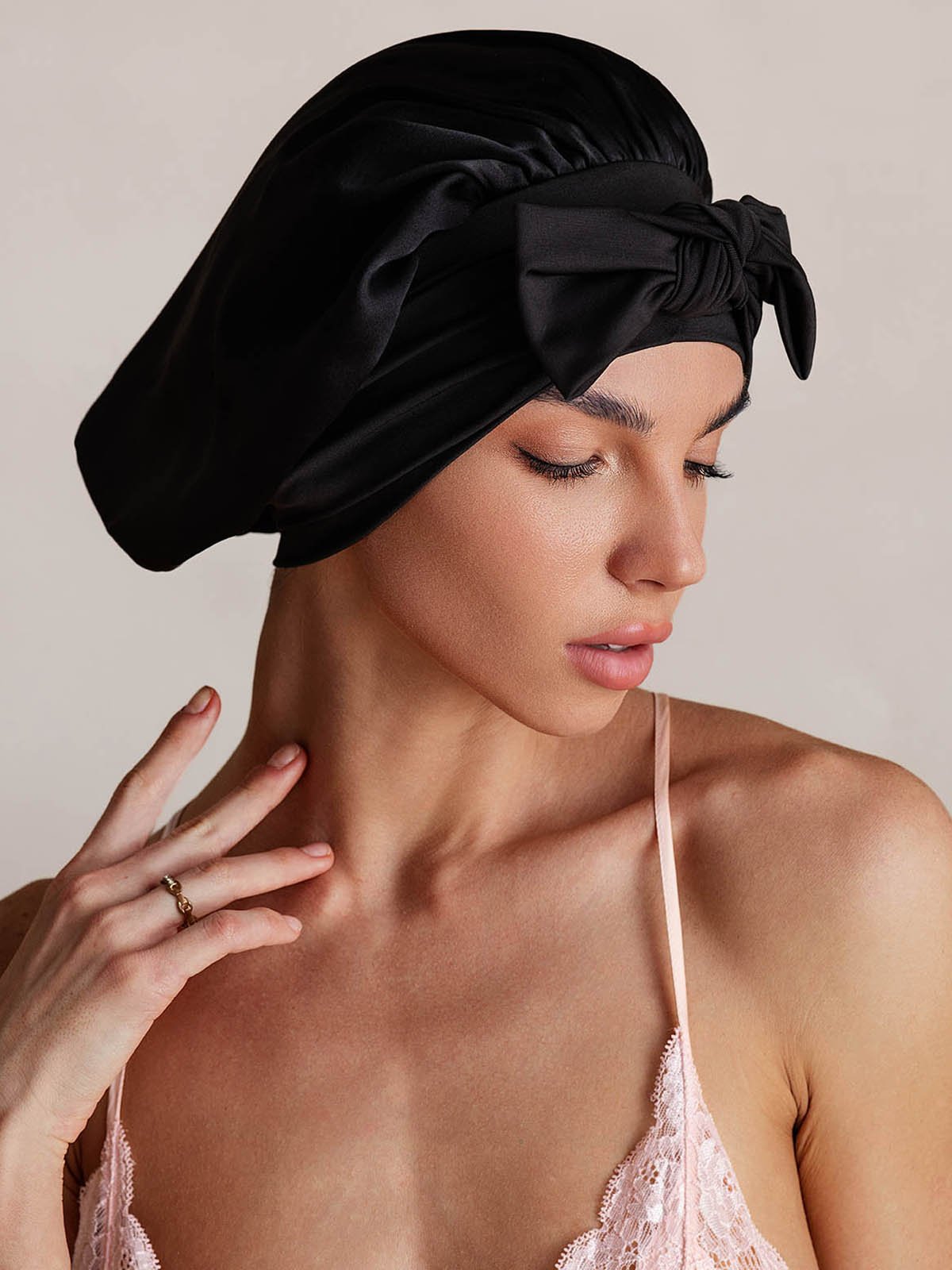 SilkSilky-IT Seta pura Sleep Cap Nero 002