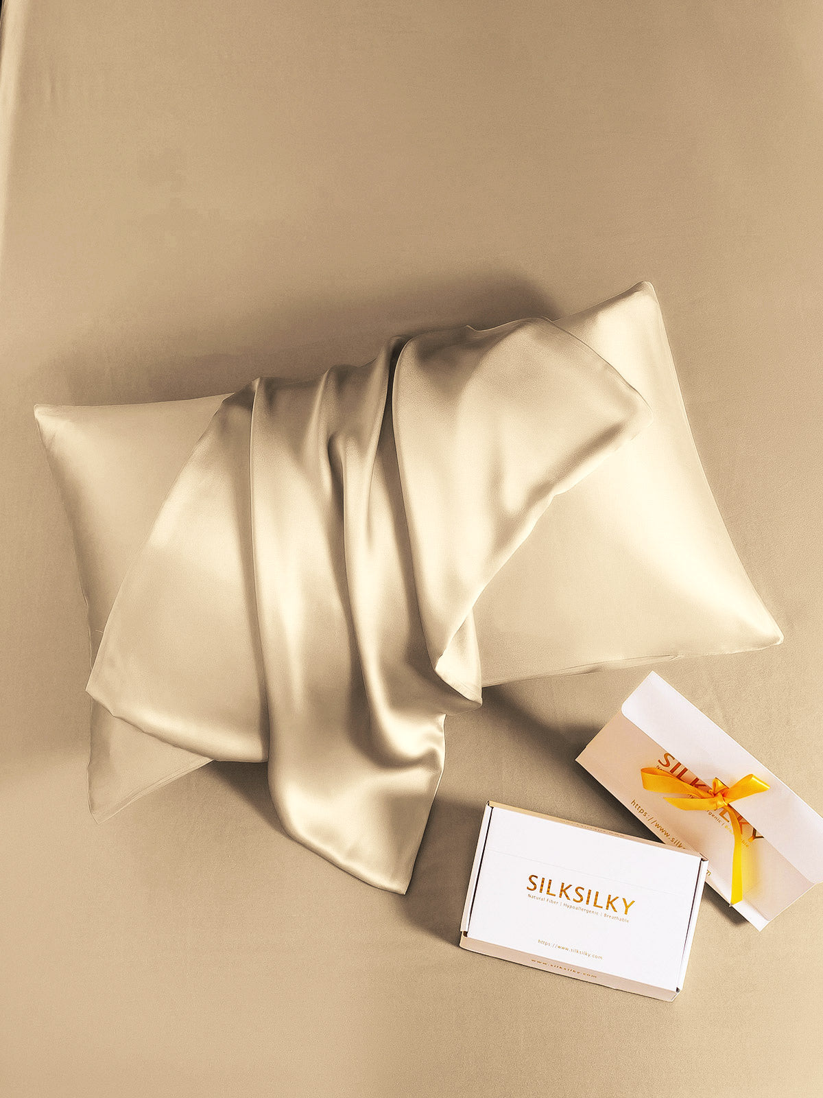 [Beige] SilkSilky-IT 22Momme Seta pura Pillowcase 004