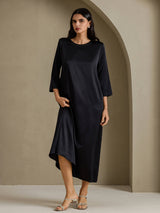 [Nero] SilkSilky-IT 3/4 Sleeve Round Neck Vestiti da donna 007