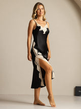 [Nero] SilkSilky-IT Sleeveless V Neck Camicia da notte 007