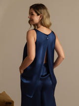 [Blu Scuro] SilkSilky-IT Sleeveless Pigiami da donna 002
