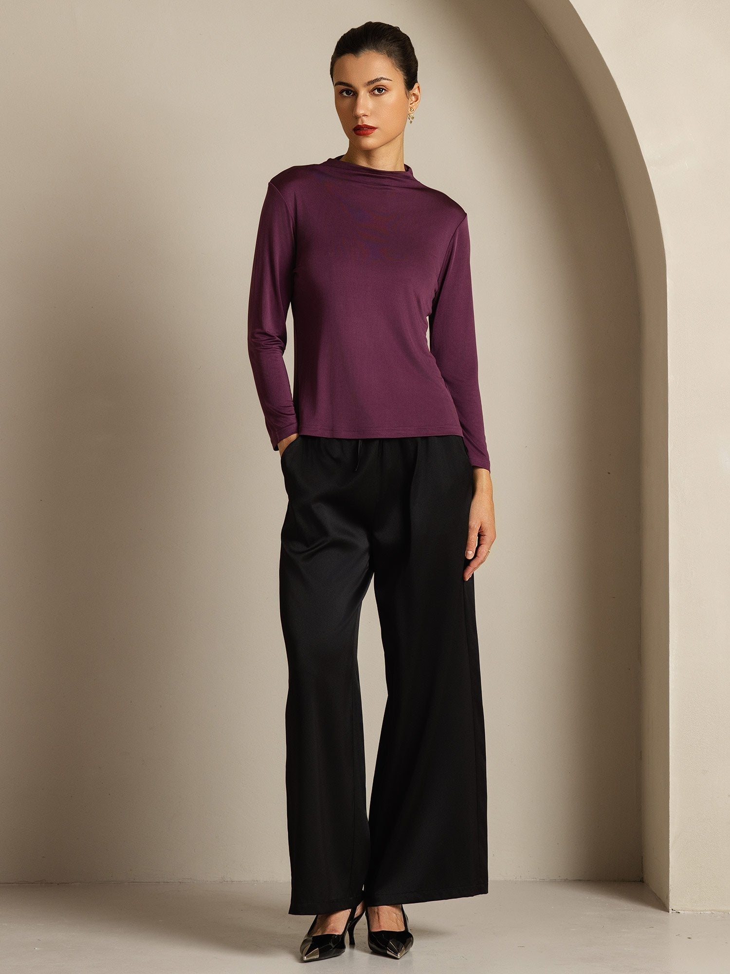 [Viola] SilkSilky-IT Seta pura Womens T-Shirt 008