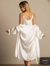 [Bianco] SilkSilky-IT 3/4 Sleeve Scoop Neck Pigiami da donna 002