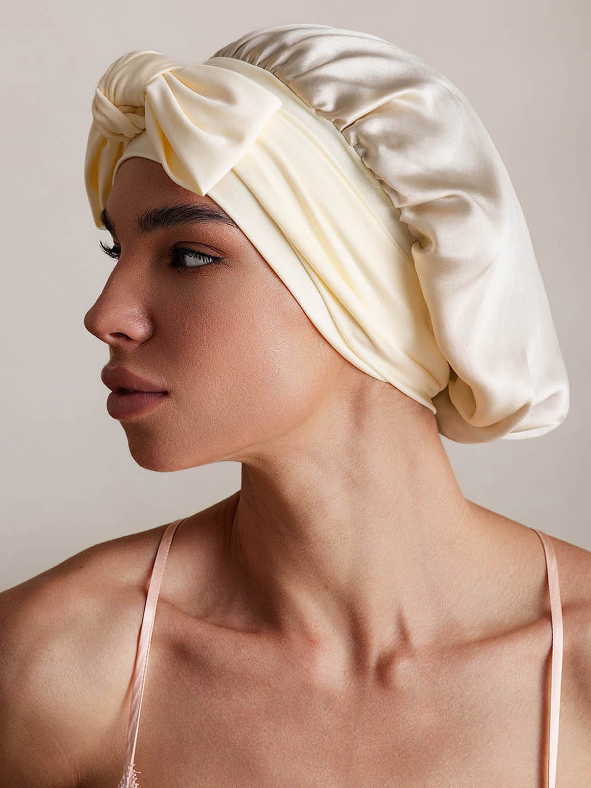 SilkSilky-IT Seta pura Sleep Cap Beige 002