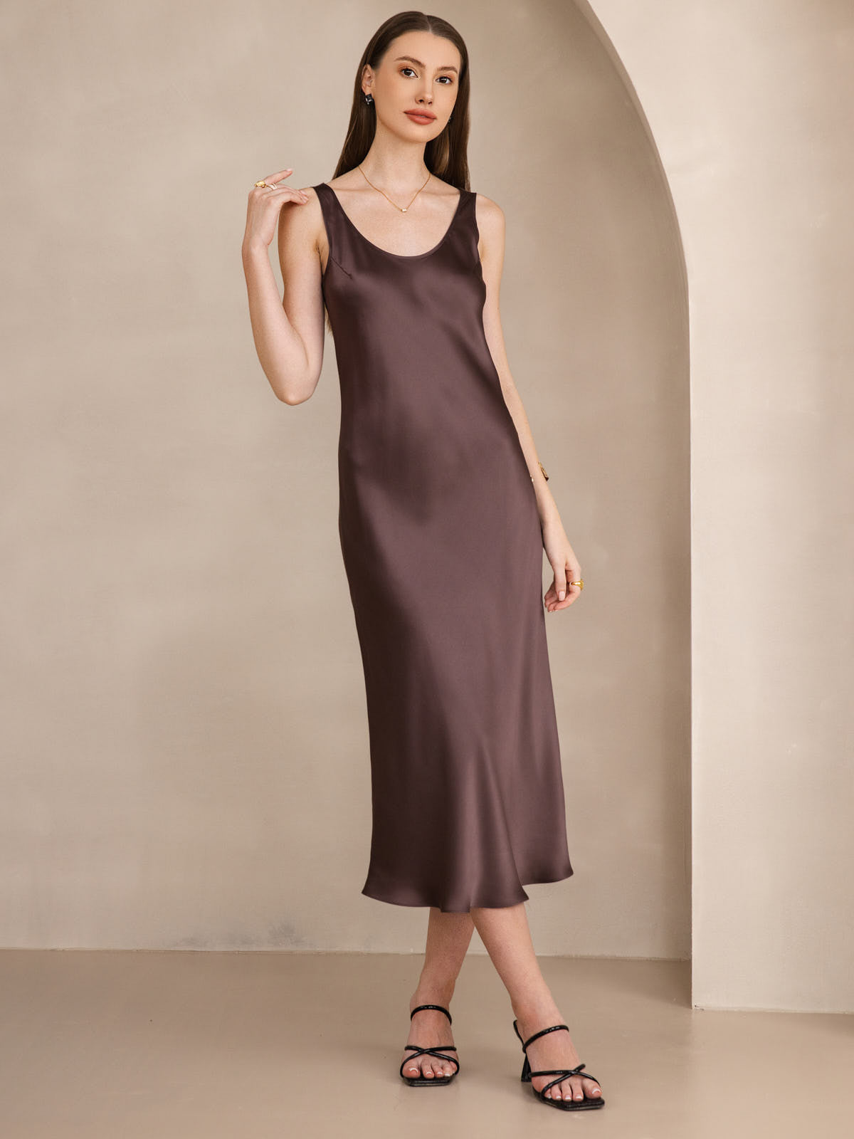 [Caffè] SilkSilky-IT Seta pura Dress 005