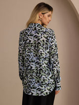 [Leopardo Ottanio] SilkSilky-IT Long Sleeve Lapel Collar Camicette 002