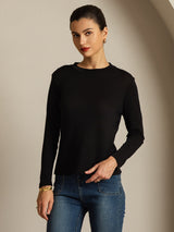 [Nero] SilkSilky-IT Seta pura Womens T-Shirt 008
