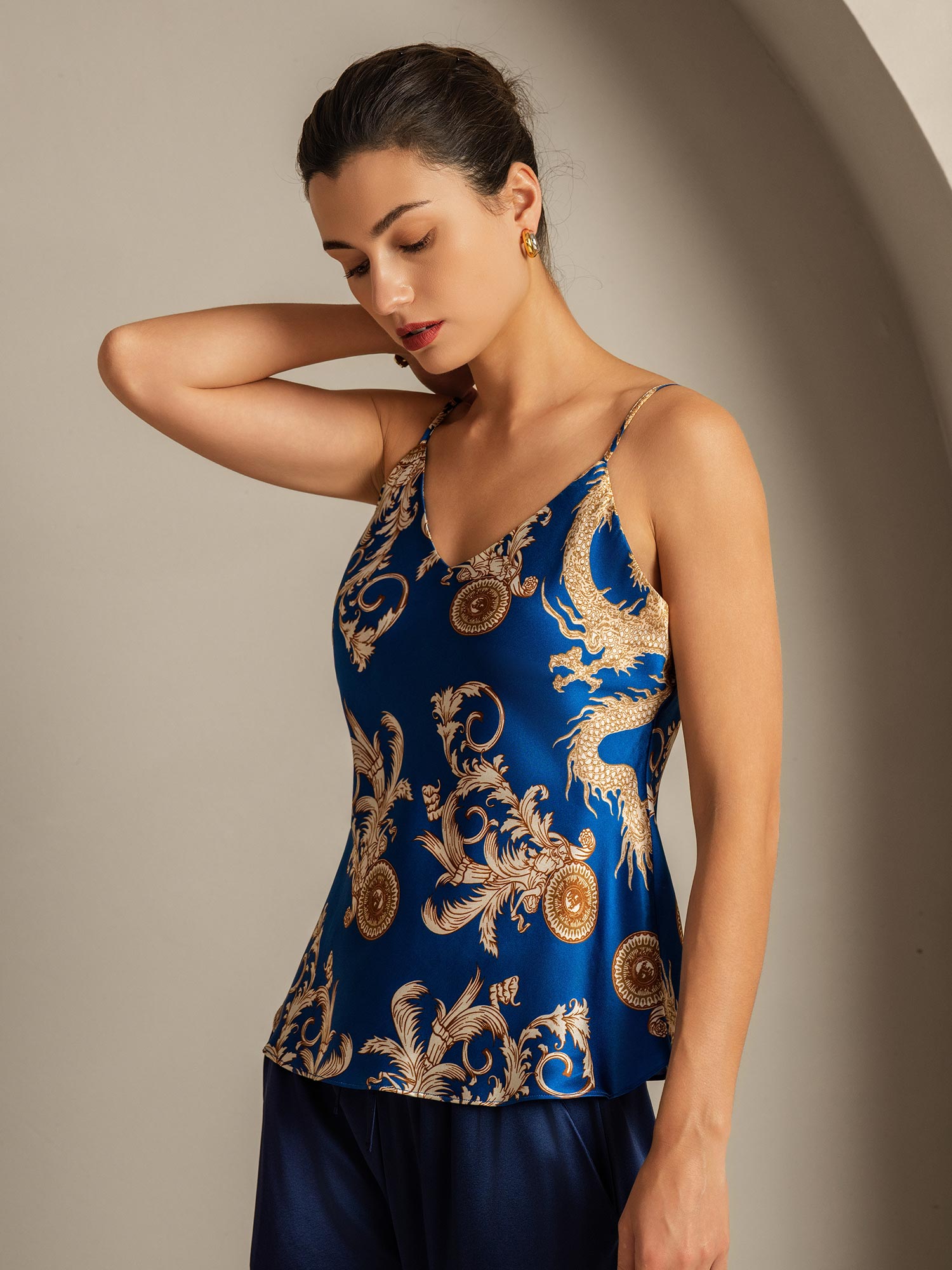 [Drago Navy] SilkSilky-IT Seta pura Camisoles 006