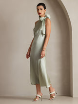 [Verde Chiaro] SilkSilky-IT Sleeveless Halter Vestiti da donna 006