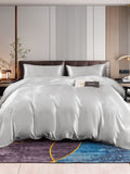 SilkSilky IT 22Momme Seta pura Bedding Set Argento 001