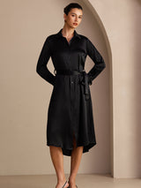 [Nero] SilkSilky-IT Long Sleeve Lapel Collar Vestiti da donna 007