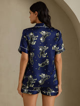 [Leone Blu Navy] SilkSilky-IT Short Sleeve Notch Collar Pigiami da donna 002