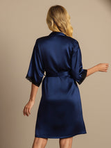 [Blu Scuro] SilkSilky-IT Half Sleeve Vestaglia da donna 002