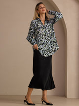[Leopardo Ottanio] SilkSilky-IT Long Sleeve Lapel Collar Camicette 006