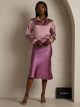 [Malva Pallido] SilkSilky-IT Long Sleeve Lapel Collar Camicie da donna 008