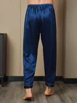 [Blu Scuro] SilkSilky-IT Seta pura Mens Sleep Bottoms 008,