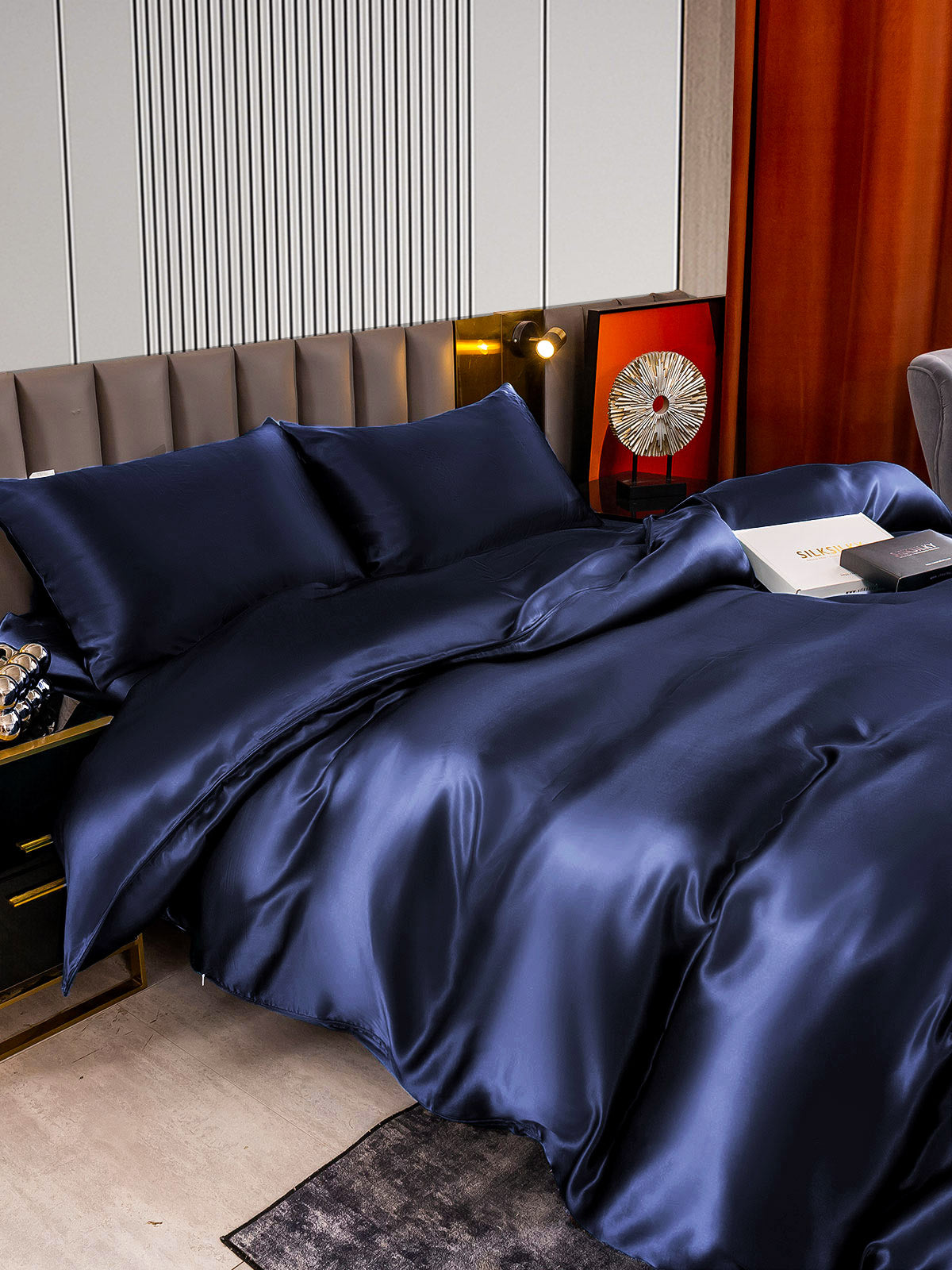 [Blu Scuro] SilkSilky-IT 22Momme Seta pura Bedding Set 006