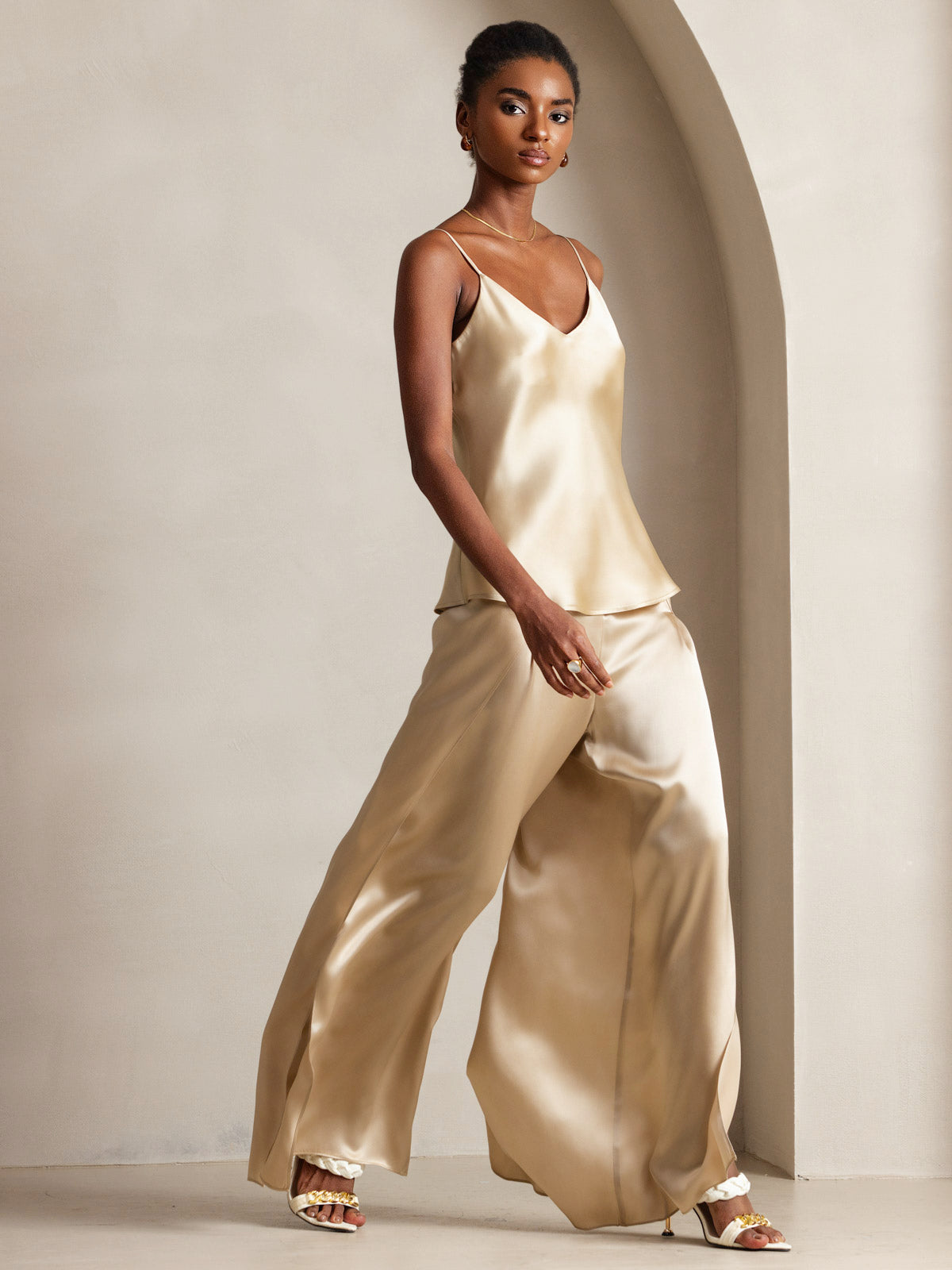 [Champagne] SilkSilky-IT Seta pura Camisoles 005