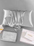 SilkSilky IT 22Momme Seta pura Pillowcase Argento 006