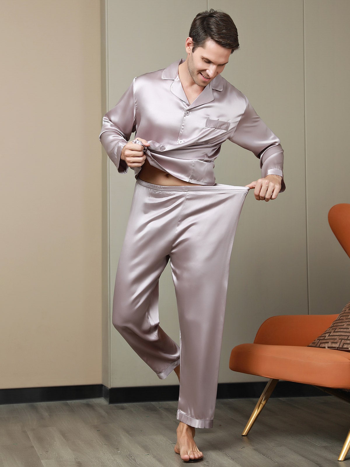 [Malva Pallido] SilkSilky-IT 19Momme Seta pura Mens Pajamas 007