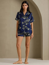 [Leone Blu Navy] SilkSilky-IT Short Sleeve Notch Collar Pigiami da donna 007