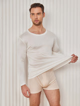 [Bianco] SilkSilky-IT Long Sleeve Round Neck Maglietta da uomo 004