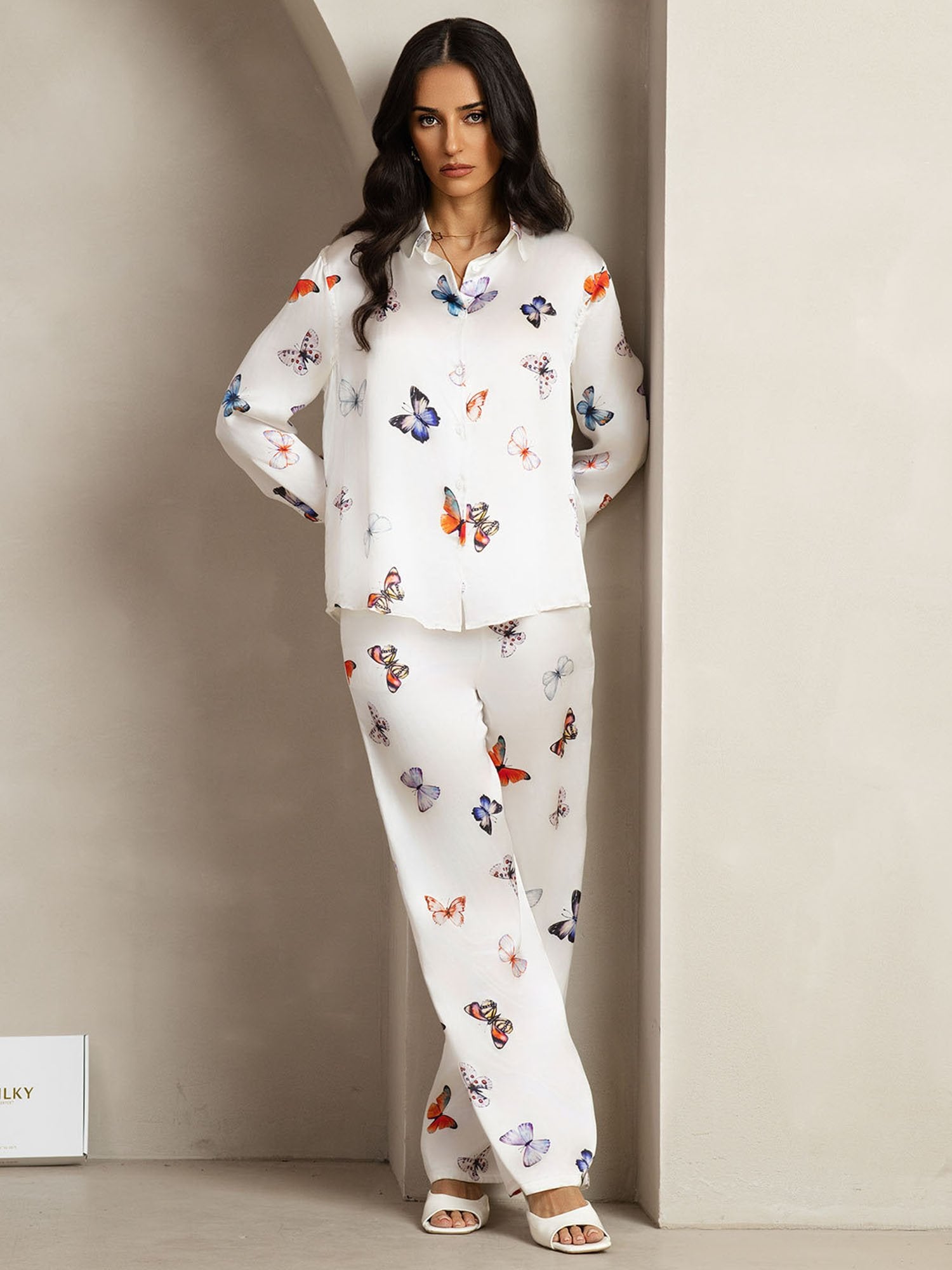 [FarfallaBianca] SilkSilky-IT 19Momme Seta Colletto risvolto Women''s Outfit Sets 003