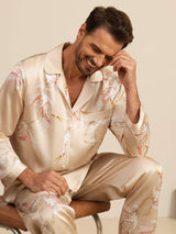 [Champagne] SilkSilky-IT Long Sleeve Lapel Collar Pigiami da uomo 006