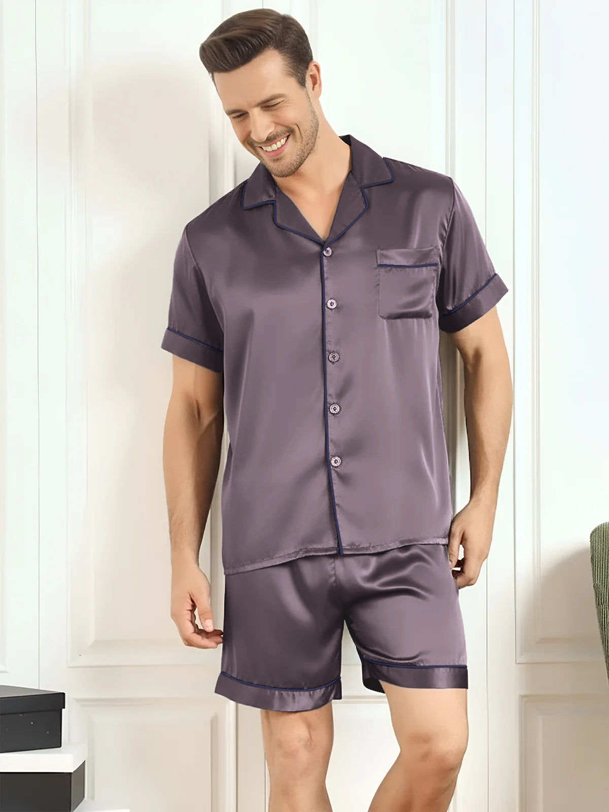 [Grigio Porpora] SilkSilky-IT Mens Pajamas 001,