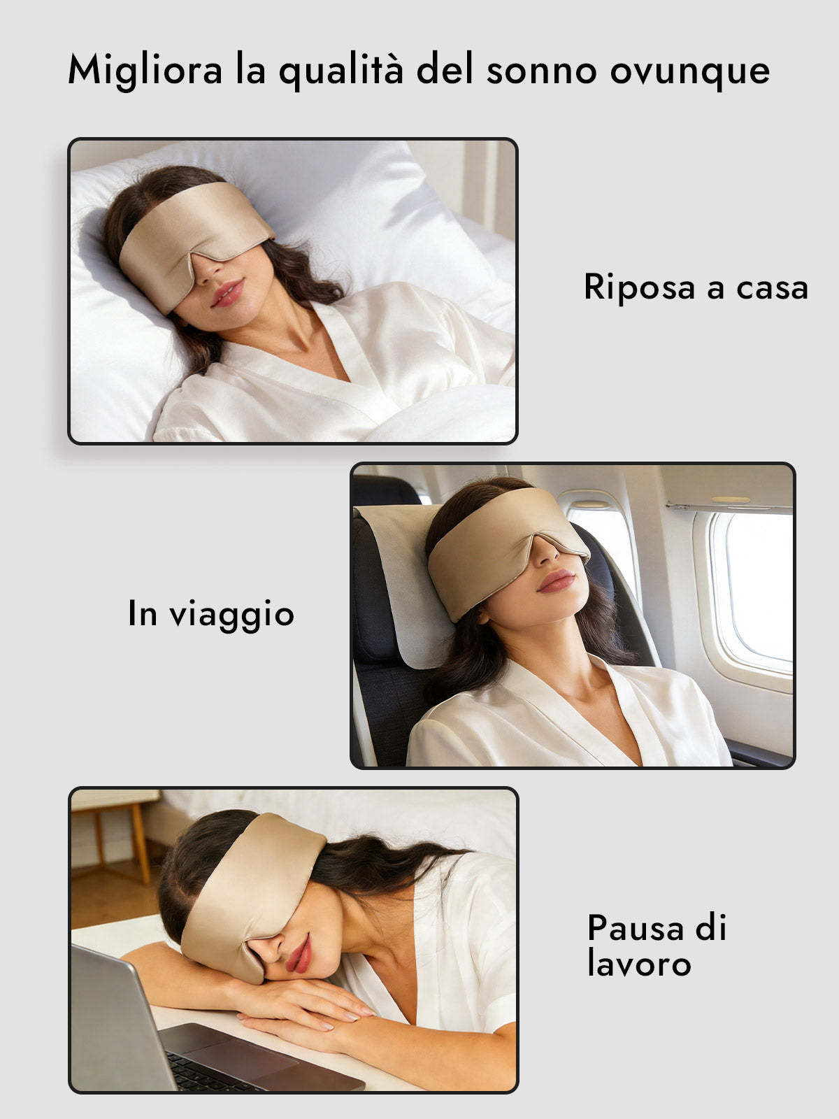 [Beige] SilkSilky-IT Mascherina da Notte 006
