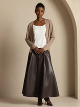 [Marrone Chiaro] SilkSilky-IT Long Sleeve Cardigan Donna 008