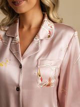 [Rosa] SilkSilky-IT Long Sleeve Lapel Collar Pigiami da donna 004