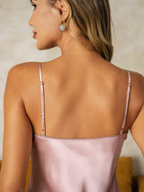 [Rosa] SilkSilky-IT Sleeveless V Neck Camicia da notte 004