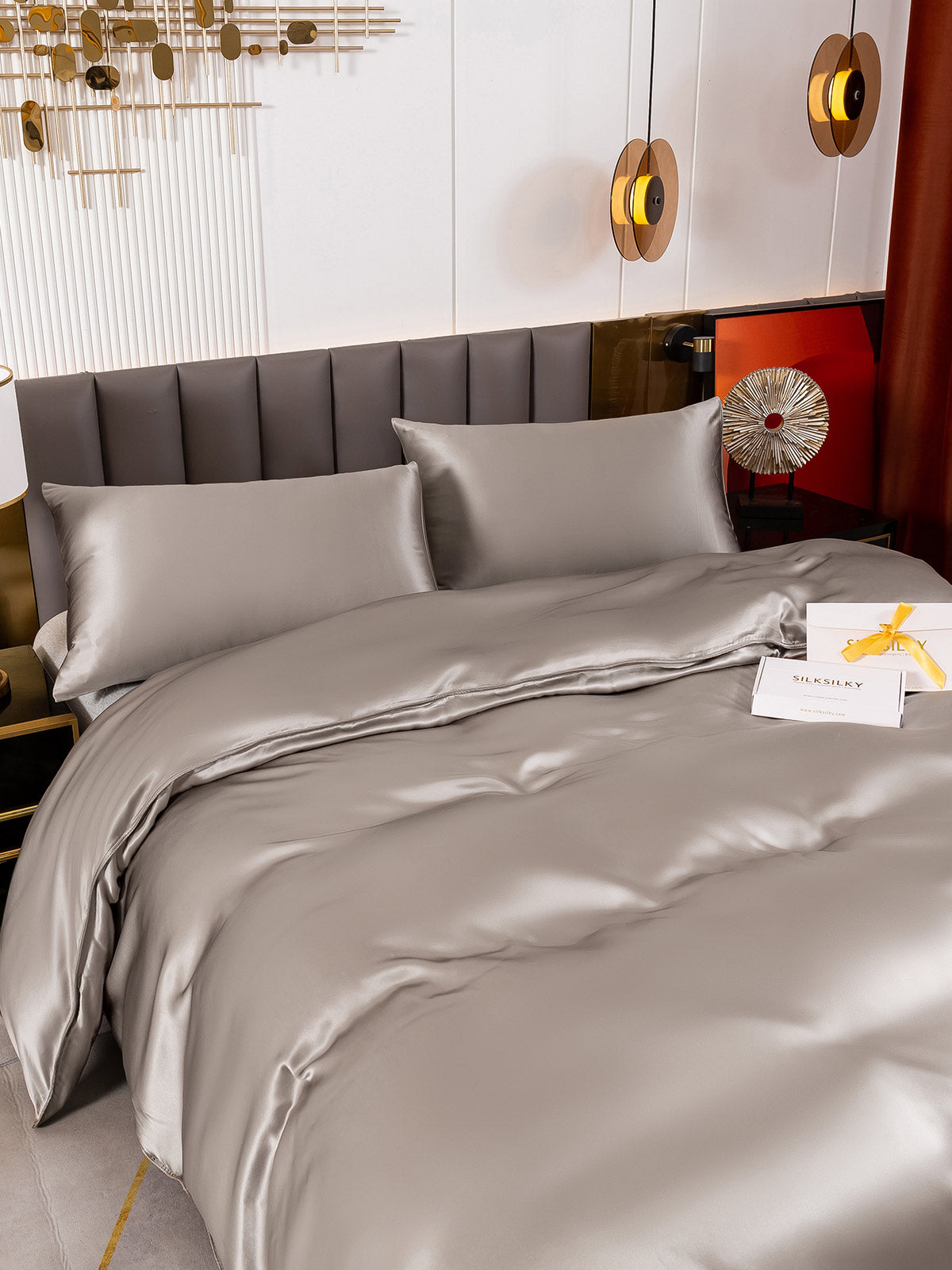 [Grigio] SilkSilky-IT 19Momme Seta pura Bedding Set 005